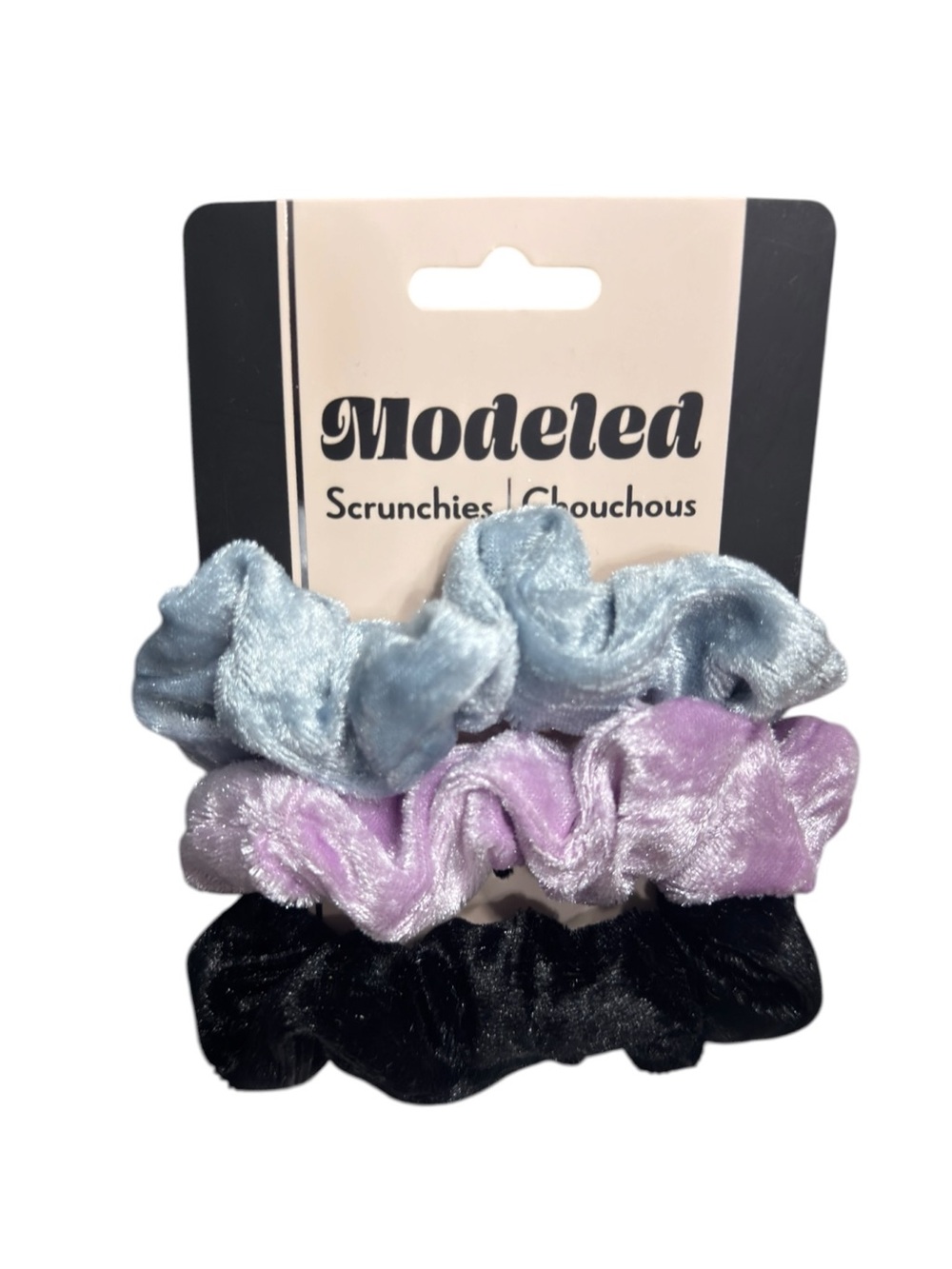 Modeled 3 Pk Velvet Hair Scrunchies NWT